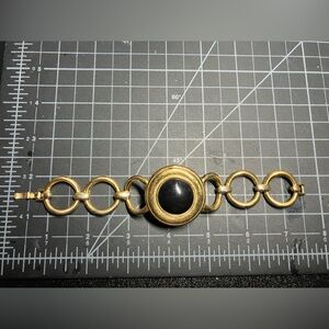 Vintage Monet Gold tone and Black cabochon Bracelet